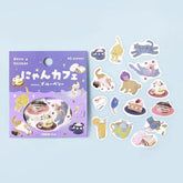 BGM Kitten Cafe Foil-stamped Washi Flake Seal - Blueberry - Default Title by Techo Treats Stationery