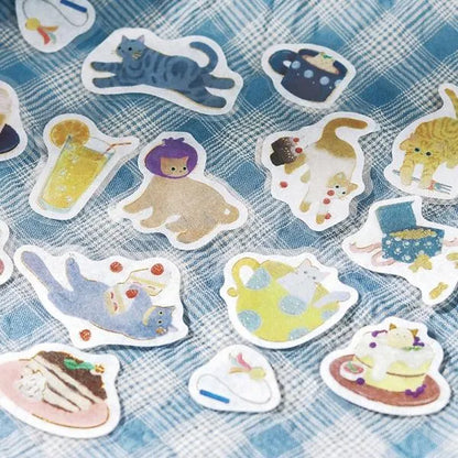 BGM Kitten Cafe Foil-stamped Washi Flake Seal - Blueberry - Default Title by Techo Treats Stationery
