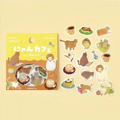 BGM Kitten Cafe Foil-stamped Washi Flake Seal - Orange - Default Title by Techo Treats Stationery