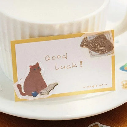 BGM Kitten Cafe Foil-stamped Washi Flake Seal - Orange - Default Title by Techo Treats Stationery