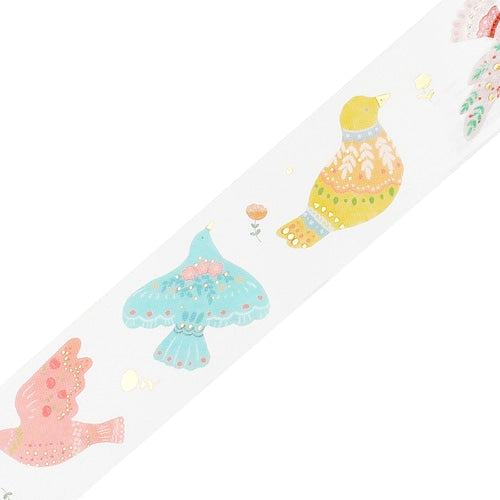 BGM LIFE Series Foil-stamped Clear Tape 20mm - Bird Embroidery - Default Title by Techo Treats Stationery