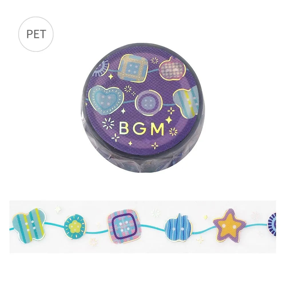 BGM LIFE Series Foil-stamped Clear Tape 20mm - Colorful Buttons