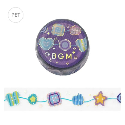 BGM LIFE Series Foil-stamped Clear Tape 20mm - Colorful Buttons