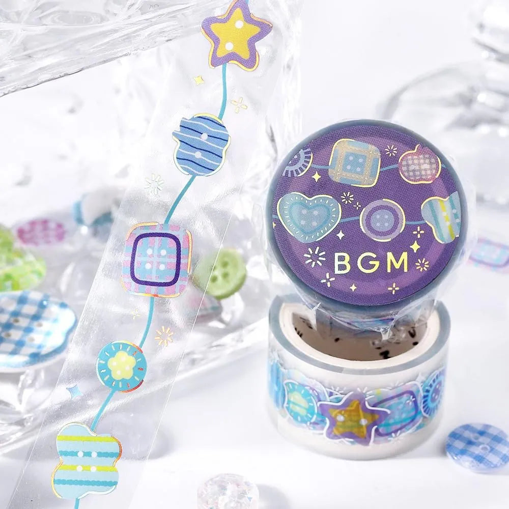 BGM LIFE Series Foil-stamped Clear Tape 20mm - Colorful Buttons