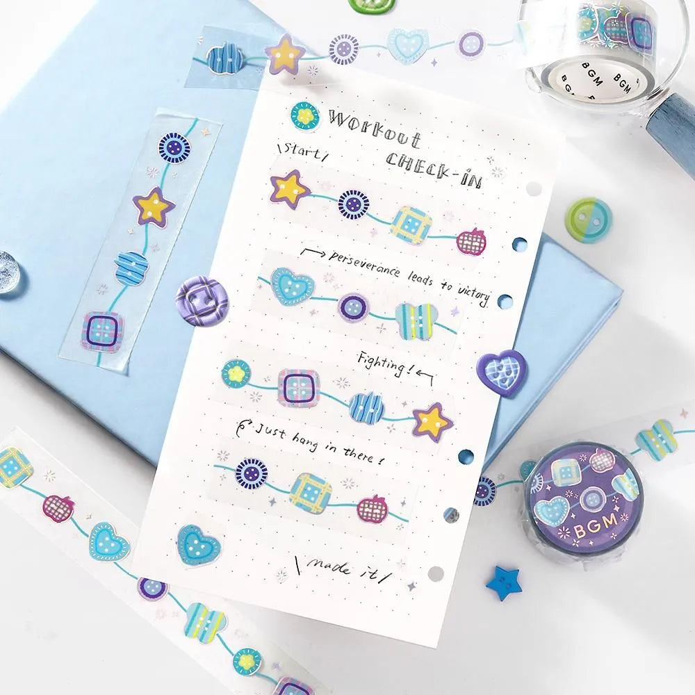 BGM LIFE Series Foil-stamped Clear Tape 20mm - Colorful Buttons