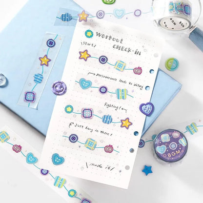 BGM LIFE Series Foil-stamped Clear Tape 20mm - Colorful Buttons