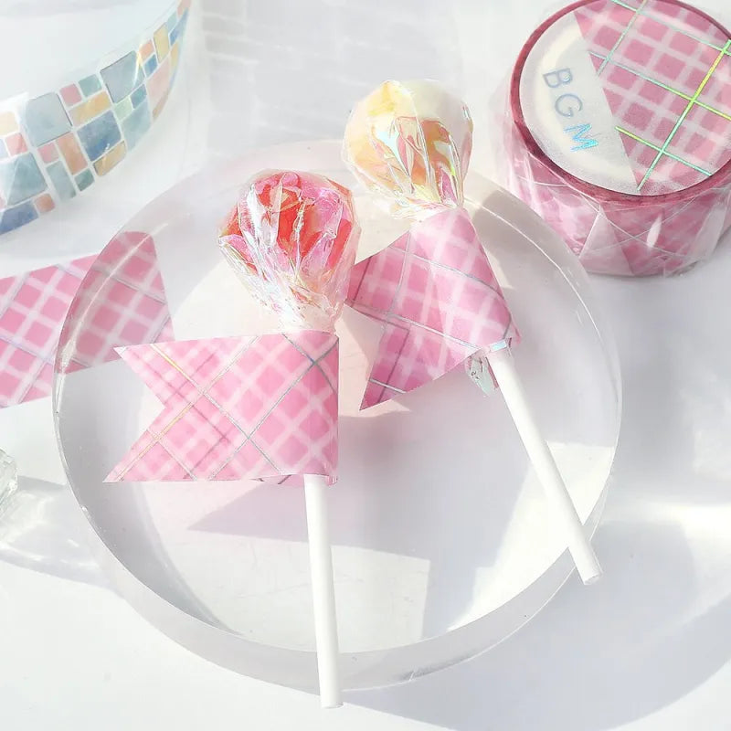 BGM LIFE Series Foil-stamped Clear Tape 20mm - Pink Lattice