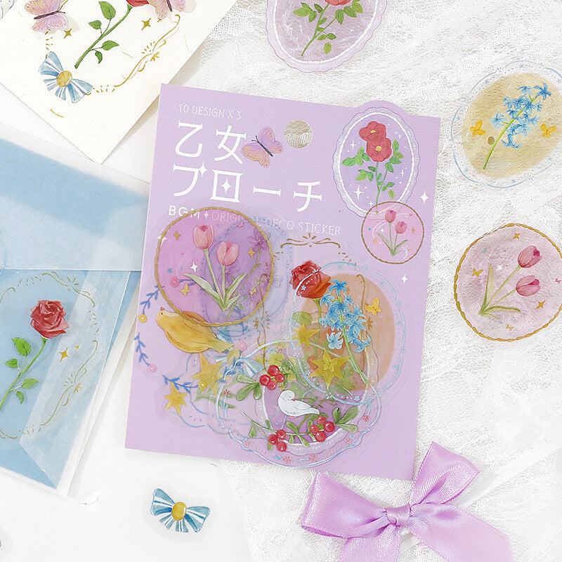 BGM Maiden Brooch Clear Seal - Flower - Default Title by Techo Treats Stationery