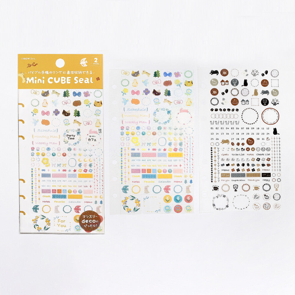 BGM Mini CUBE Seal Planner Sticker - Flower and Coffee Day - Default Title by Techo Treats Stationery