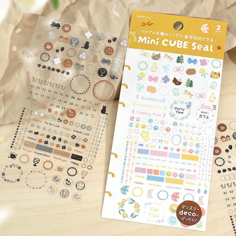 BGM Mini CUBE Seal Planner Sticker - Flower and Coffee Day - Default Title by Techo Treats Stationery