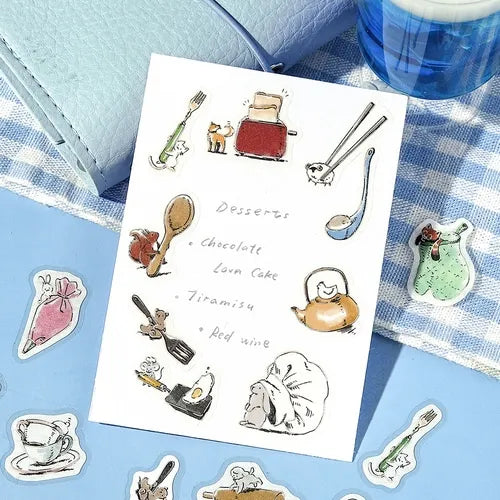 BGM Mini Mini Animals Foil-stamped Flake Seal - Cooking - Default Title by Techo Treats Stationery