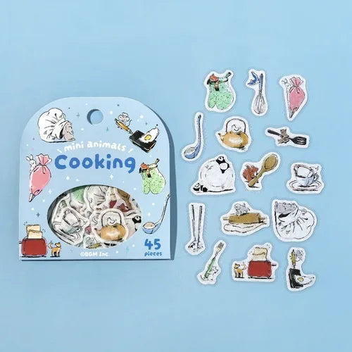 BGM Mini Mini Animals Foil-stamped Flake Seal - Cooking - Default Title by Techo Treats Stationery