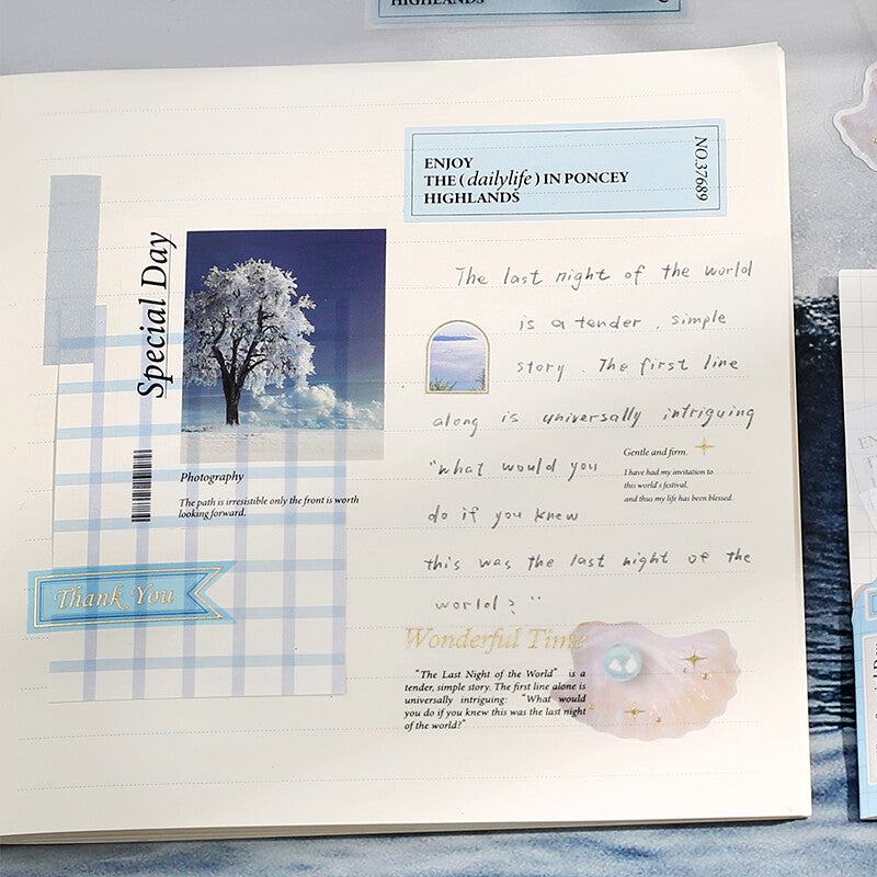 BGM Mix Seal Photo Flake Stickers - Clear Blue - Default Title by Techo Treats Stationery