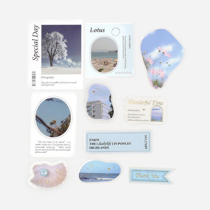 BGM Mix Seal Photo Flake Stickers - Clear Blue - Default Title by Techo Treats Stationery