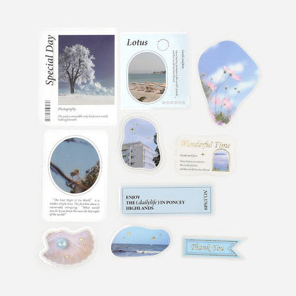 BGM Mix Seal Photo Flake Stickers - Clear Blue - Default Title by Techo Treats Stationery