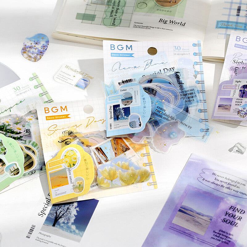 BGM Mix Seal Photo Flake Stickers - Clear Blue - Default Title by Techo Treats Stationery