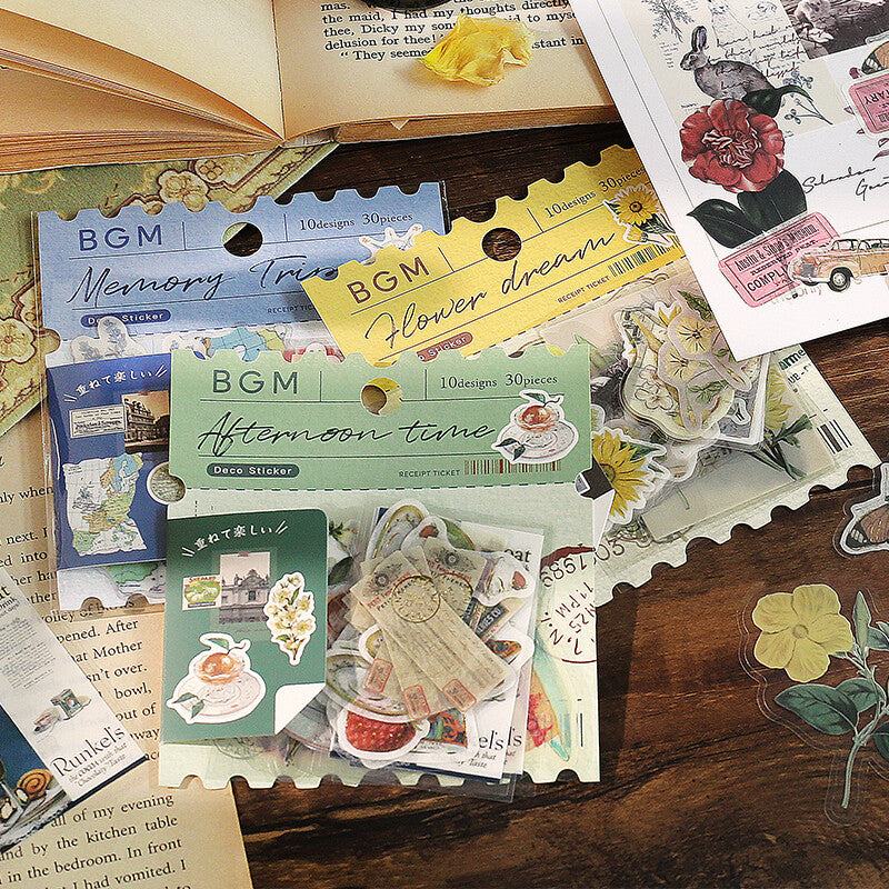 BGM Mix Seal Vintage Flake Stickers - Flower Dream - Default Title by Techo Treats Stationery