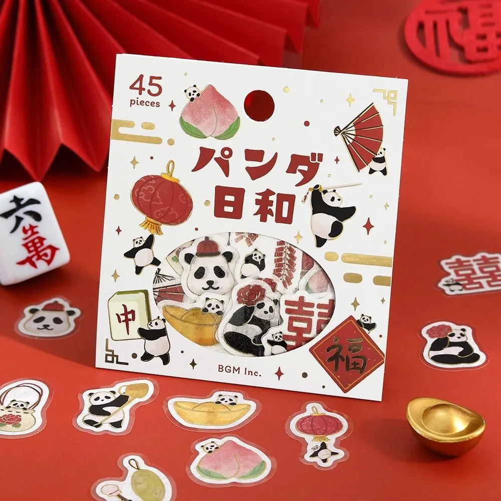 BGM Panda Days Foil-stamped Flake Seal - Chinese Style - Default Title by Techo Treats Stationery
