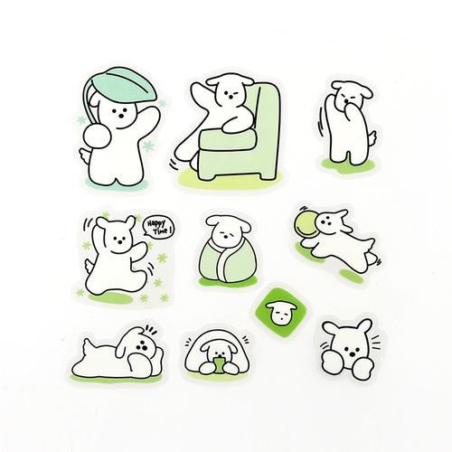 BGM Petit Puppy Clear Sticker - Green - Default Title by Techo Treats Stationery