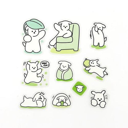 BGM Petit Puppy Clear Sticker - Green - Default Title by Techo Treats Stationery