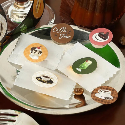 BGM Round Sticker Roll - Cafe A La Mode - Default Title by Techo Treats Stationery