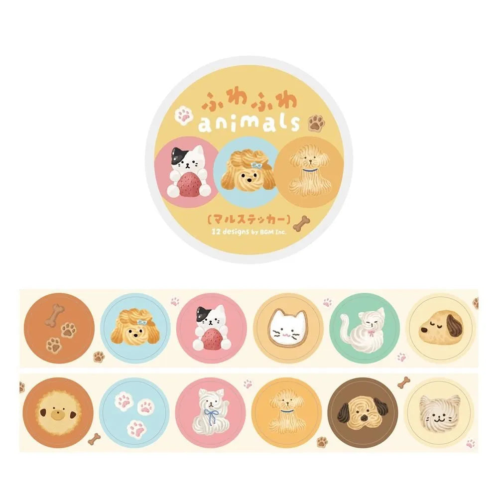 BGM Round Sticker Roll - Fluffy Animals