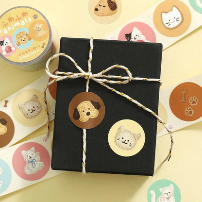 BGM Round Sticker Roll - Fluffy Animals - Default Title by Techo Treats Stationery