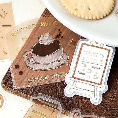 BGM Tracing Paper Flake Stickers - Cafe - Default Title by Techo Treats Stationery