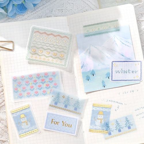 BGM Tracing Paper Flake Stickers - Scandinavian Knitting (Blue) - Default Title by Techo Treats Stationery