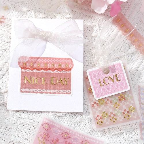 BGM Tracing Paper Flake Stickers - Scandinavian Knitting (Pink) - Default Title by Techo Treats Stationery