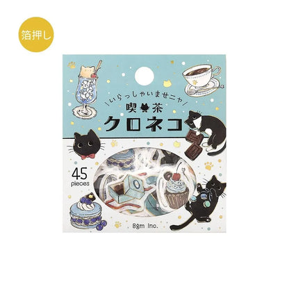 BGM Welcome Meow! Foil-stamped Flake Seal - Black Cat Cafe - Default Title by Techo Treats Stationery