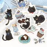 BGM Welcome Meow! Foil-stamped Flake Seal - Black Cat Cafe - Default Title by Techo Treats Stationery