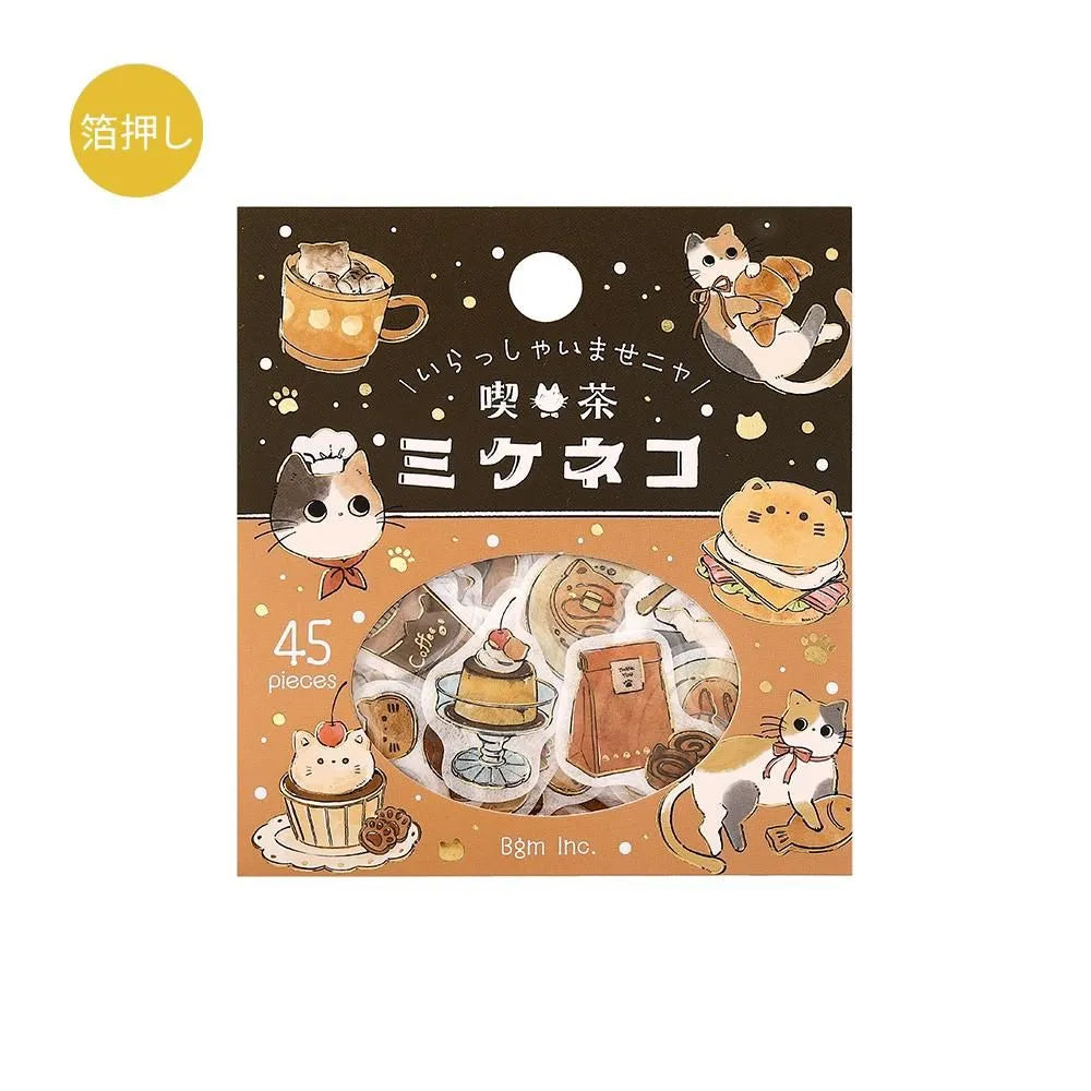 BGM Welcome Meow! Foil-stamped Flake Seal - Calico Cat Cafe - Default Title by Techo Treats Stationery