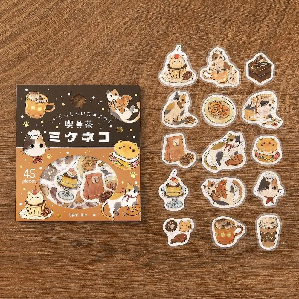 BGM Welcome Meow! Foil-stamped Flake Seal - Calico Cat Cafe - Default Title by Techo Treats Stationery