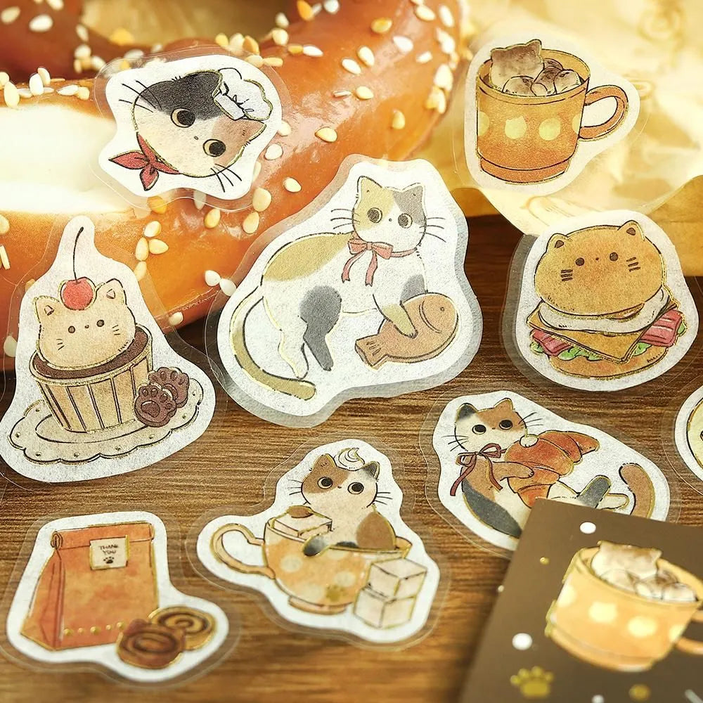 BGM Welcome Meow! Foil-stamped Flake Seal - Calico Cat Cafe - Default Title by Techo Treats Stationery