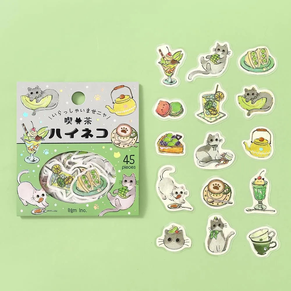 BGM Welcome Meow! Foil-stamped Flake Seal - Gray Cat Cafe - Default Title by Techo Treats Stationery