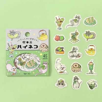 BGM Welcome Meow! Foil-stamped Flake Seal - Gray Cat Cafe - Default Title by Techo Treats Stationery
