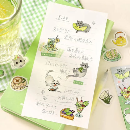 BGM Welcome Meow! Foil-stamped Flake Seal - Gray Cat Cafe - Default Title by Techo Treats Stationery