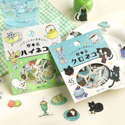 BGM Welcome Meow! Foil-stamped Flake Seal - Gray Cat Cafe - Default Title by Techo Treats Stationery