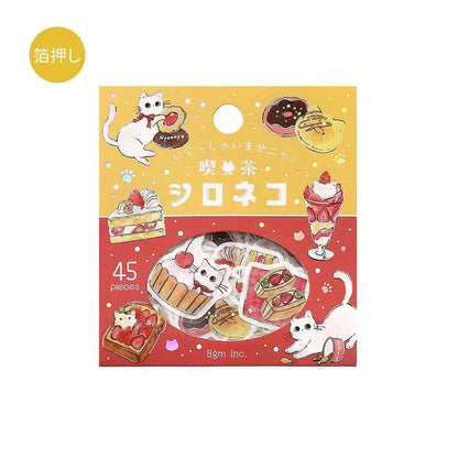 BGM Welcome Meow! Foil-stamped Flake Seal - White Cat Cafe - Default Title by Techo Treats Stationery