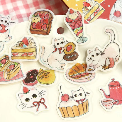 BGM Welcome Meow! Foil-stamped Flake Seal - White Cat Cafe - Default Title by Techo Treats Stationery