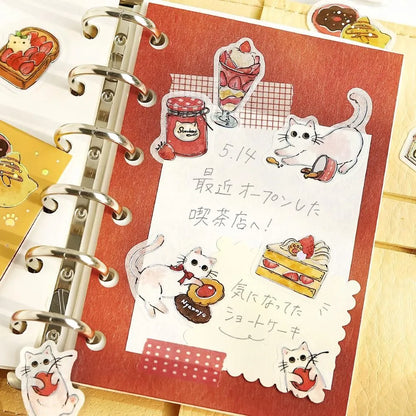 BGM Welcome Meow! Foil-stamped Flake Seal - White Cat Cafe - Default Title by Techo Treats Stationery