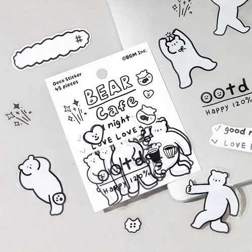 BGM YURUKU IKO-YO Mixed Flake Seal - Bear Cafe - Default Title by Techo Treats Stationery