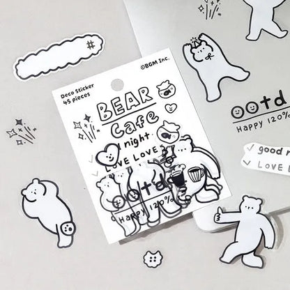 BGM YURUKU IKO-YO Mixed Flake Seal - Bear Cafe - Default Title by Techo Treats Stationery