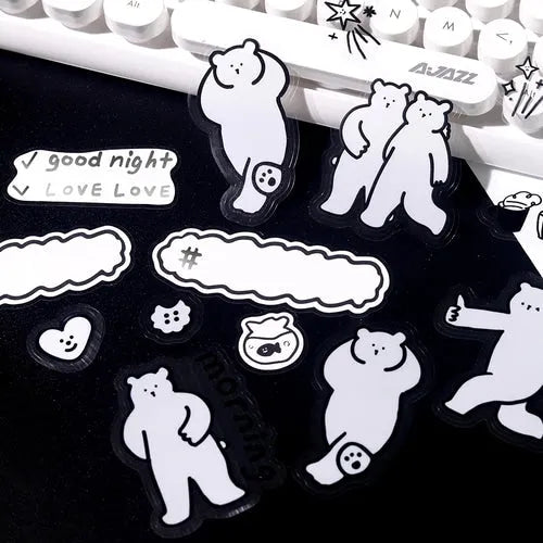 BGM YURUKU IKO-YO Mixed Flake Seal - Bear Cafe - Default Title by Techo Treats Stationery