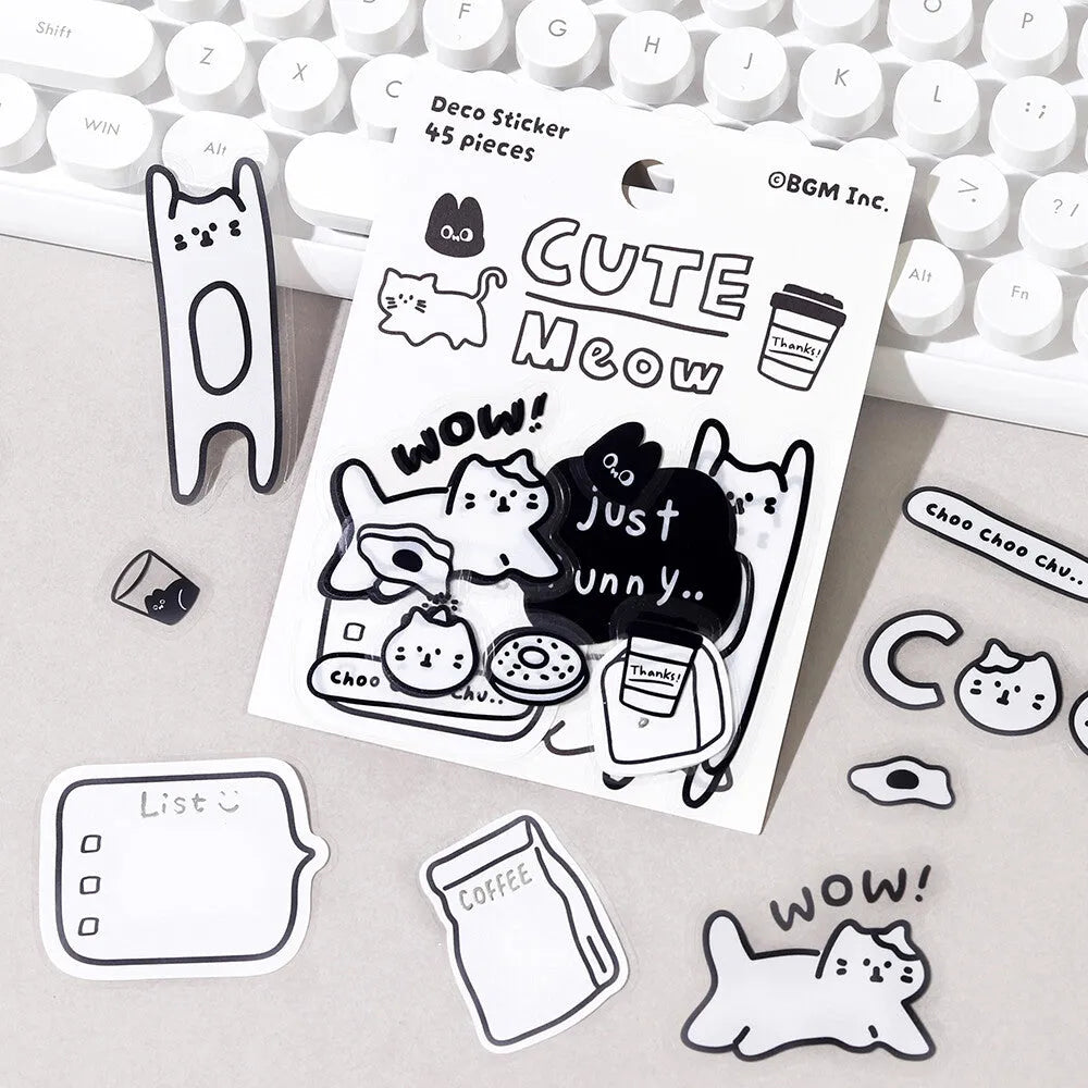 BGM YURUKU IKO-YO Mixed Flake Seal - Cute Meow - Default Title by Techo Treats Stationery