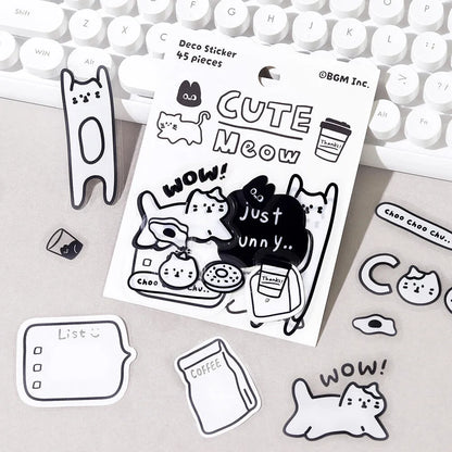 BGM YURUKU IKO-YO Mixed Flake Seal - Cute Meow - Default Title by Techo Treats Stationery