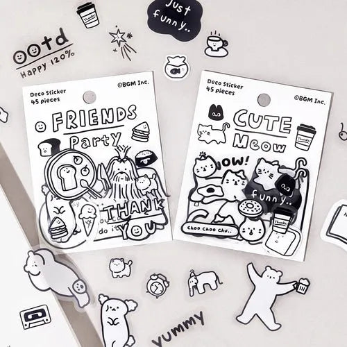 BGM YURUKU IKO-YO Mixed Flake Seal - Cute Meow - Default Title by Techo Treats Stationery