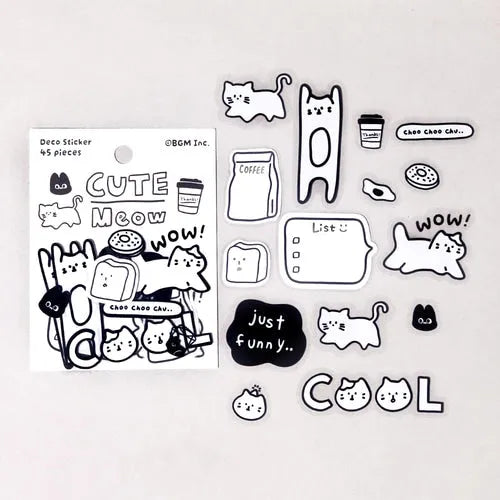 BGM YURUKU IKO-YO Mixed Flake Seal - Cute Meow - Default Title by Techo Treats Stationery