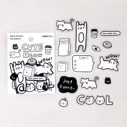 BGM YURUKU IKO-YO Mixed Flake Seal - Cute Meow - Default Title by Techo Treats Stationery